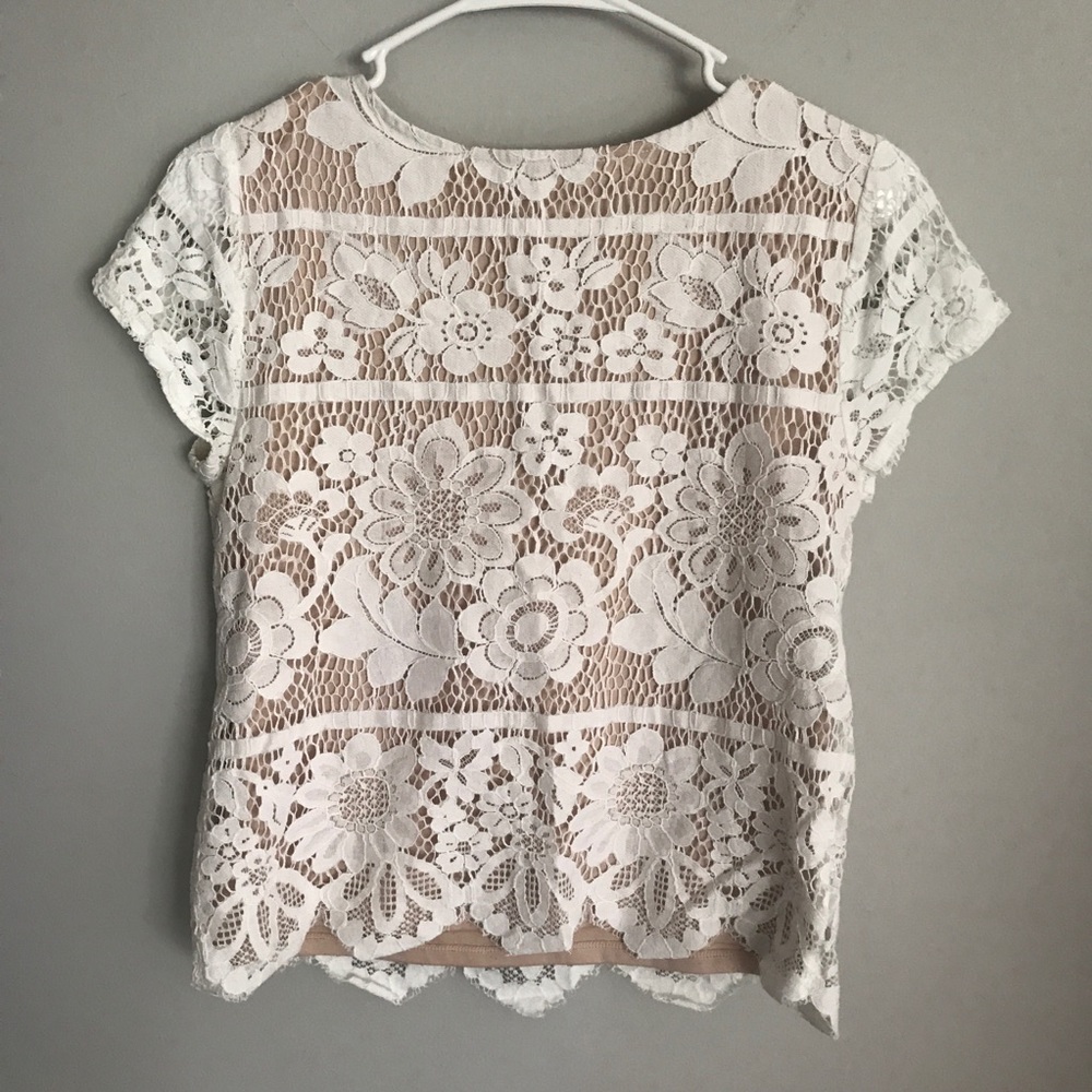 Express white lace crochet top keyhole neck - Picture 6 of 6